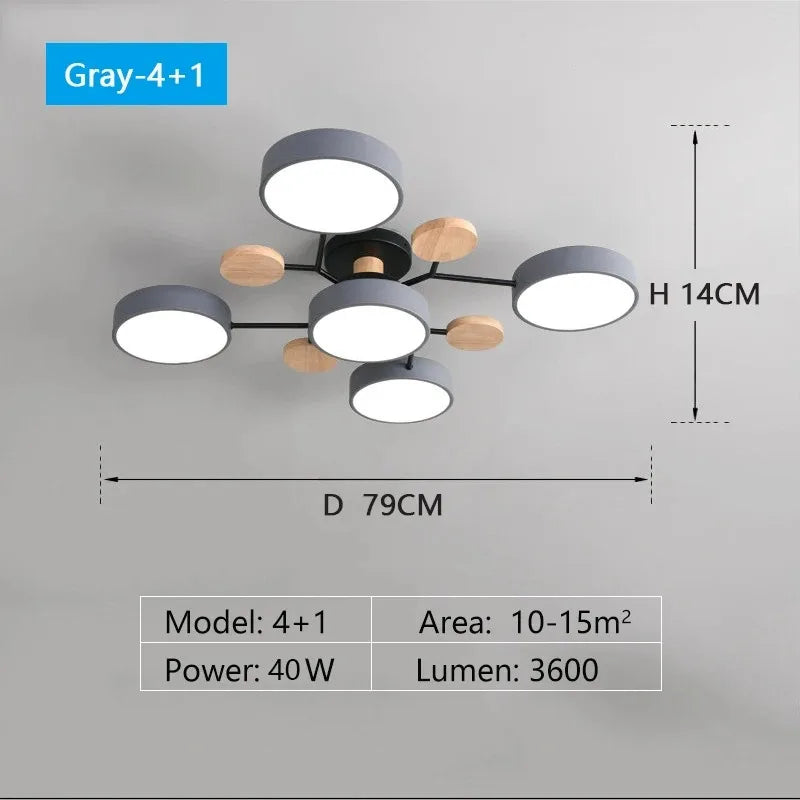 Ceiling Light LED Contemporary Fixture With Circular White Shades For Living Room