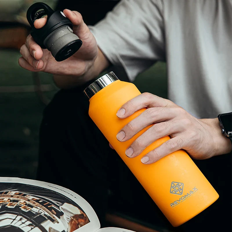 950ml Large Capacity Stainless Steel Thermos Flask Travel-Friendly Insulated Tumbler No Screw Lid for Travel Outdoors