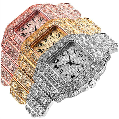 Watch Gold Rhinestone Bracelet Unisex Wristwatch Holiday 2025 Sparkling Quartz Statement Gift