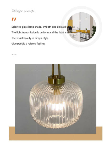 Japandi Glass Pendant Light Japanese Scandinavian Hanging Lamp Warm
