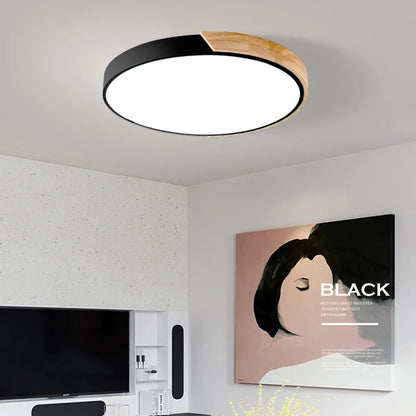 Japandi Led Ceiling Light Scandinavian Wood Contemporary Plush Glow Diffuser