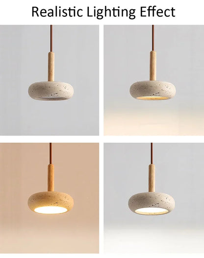 LED Japandi Pendant Lamp Yellow Stone Wabi Sabi Ambient Design