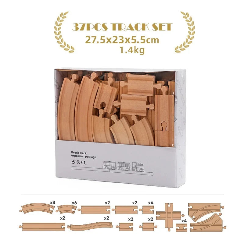 Beech Wood Train Track Kit - DIY Assembly Toy for Kids Eco-Friendly