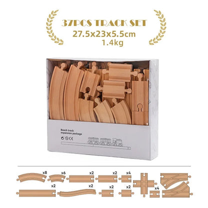 Beech Wood Train Track Kit - DIY Assembly Toy for Kids Eco-Friendly