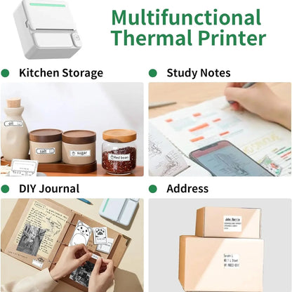 Travel-Friendly Mini Thermal Label Printer for Android iOS - Inkless Pocket Printer, Household Office Use