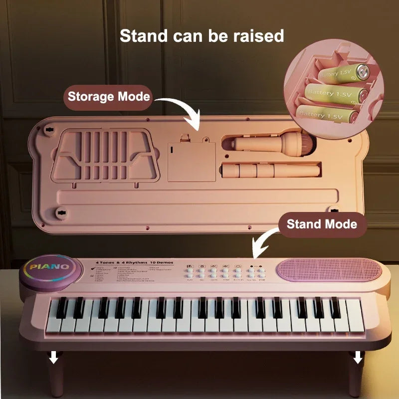 Piano Kids Keyboard Toy With Microphone 37 Keys Educational Musical Toy Back To School 2026 Gift Idea