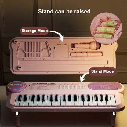 Piano Kids Keyboard Toy With Microphone 37 Keys Educational Musical Toy Back To School 2026 Gift Idea