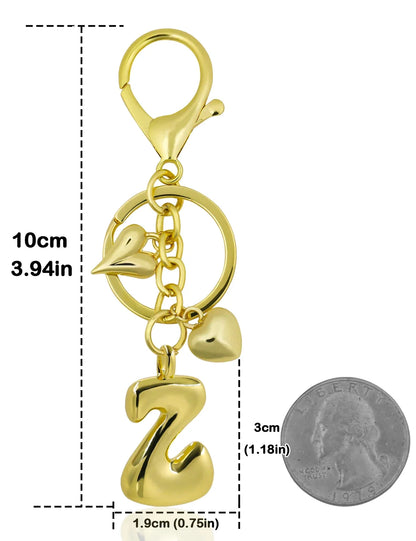 Keychain Personalized Gold Bubble Letter Bag Charm Gift