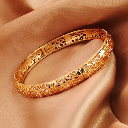 Color Gold Bangle Openwork Wedding Bracelet Dubai Style