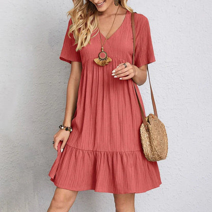 Variant image for Casual Women's Summer Mini Dress, Lightweight V-Neck Polyester Dress for Beach and Casual Gatherings-24