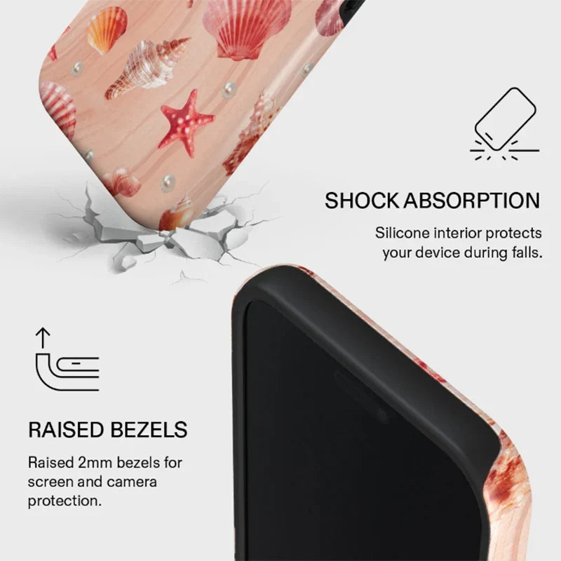 Ocean Tropical Double-Layer iPhone Case - PC TPU Cartoon Design Washable Cover for iPhone 11 to 17