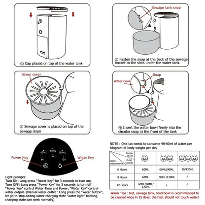 Automatic Pet Water Dispenser Battery-Powered Cordless Cat Dog Fountain Dumping Water Change Fall 2025 Fresh Water