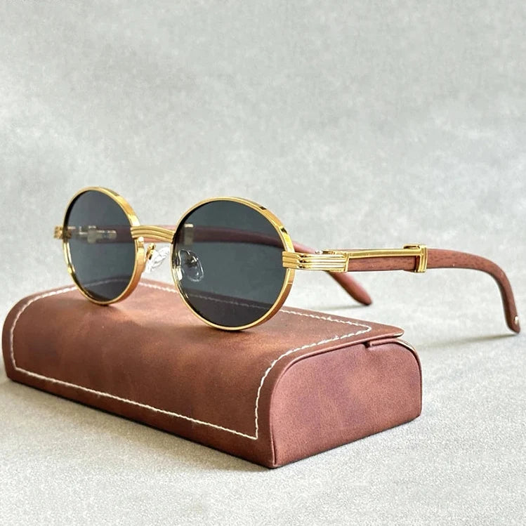 Fashion Wooden Sunglasses For Women & Men - Vintage Oval Designer Glasses, UV Protection