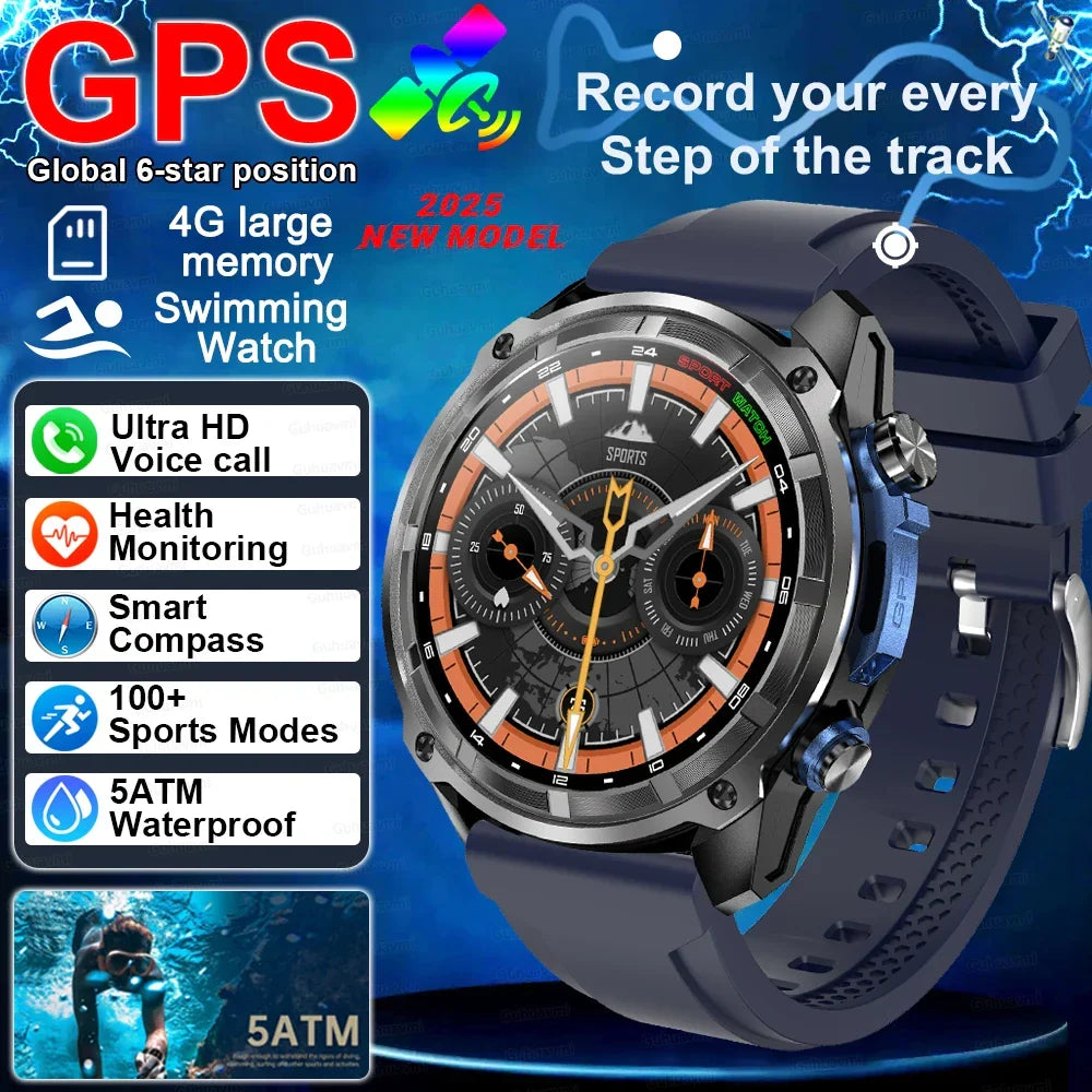 GPS Smartwatch 5ATM Water-Resistant Rugged Military Outdoor Watch Fall 2025 Offline Maps All-Day Battery