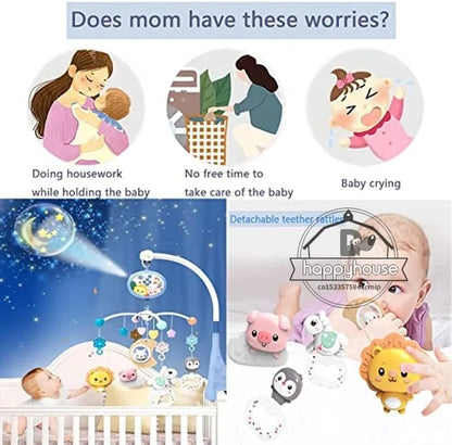 Mobile Crib Remote Music Light Newborn Sensory Toys