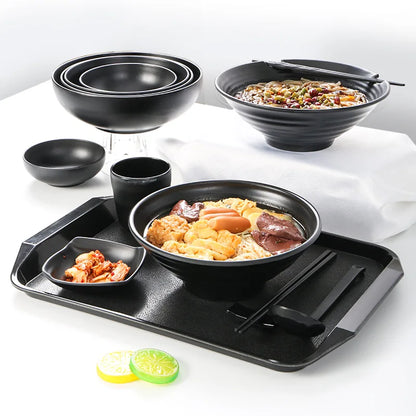 Bowl Ramen Black Plastic Japanese Style Noodle Bowl