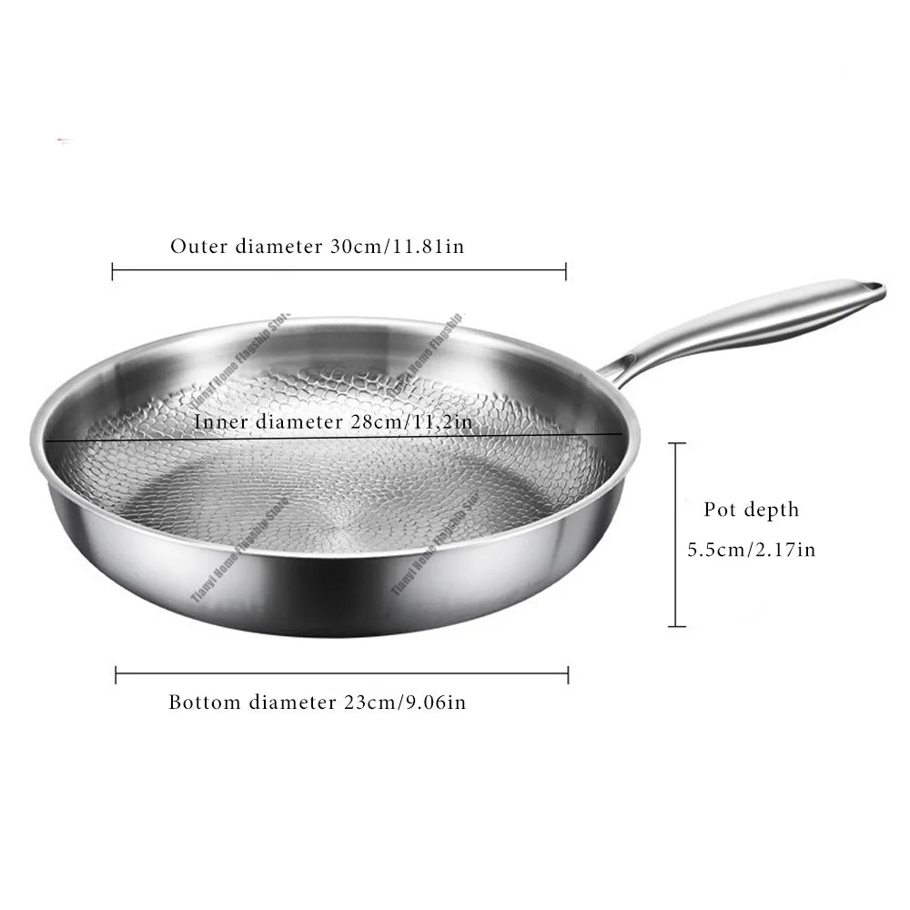 Gas and Induction Compatible Kitchen Cookware – Titanium-Coated Stainless Steel Non-Stick Wok Pan