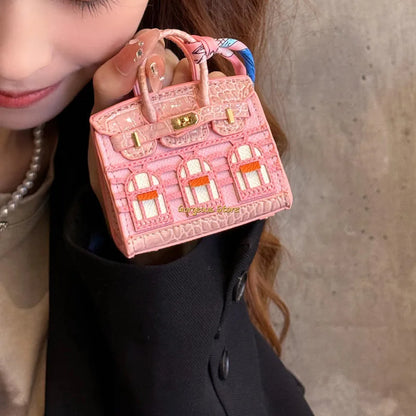 Inspired Birkin Mini Hand Bag - Platinum Bag Charm