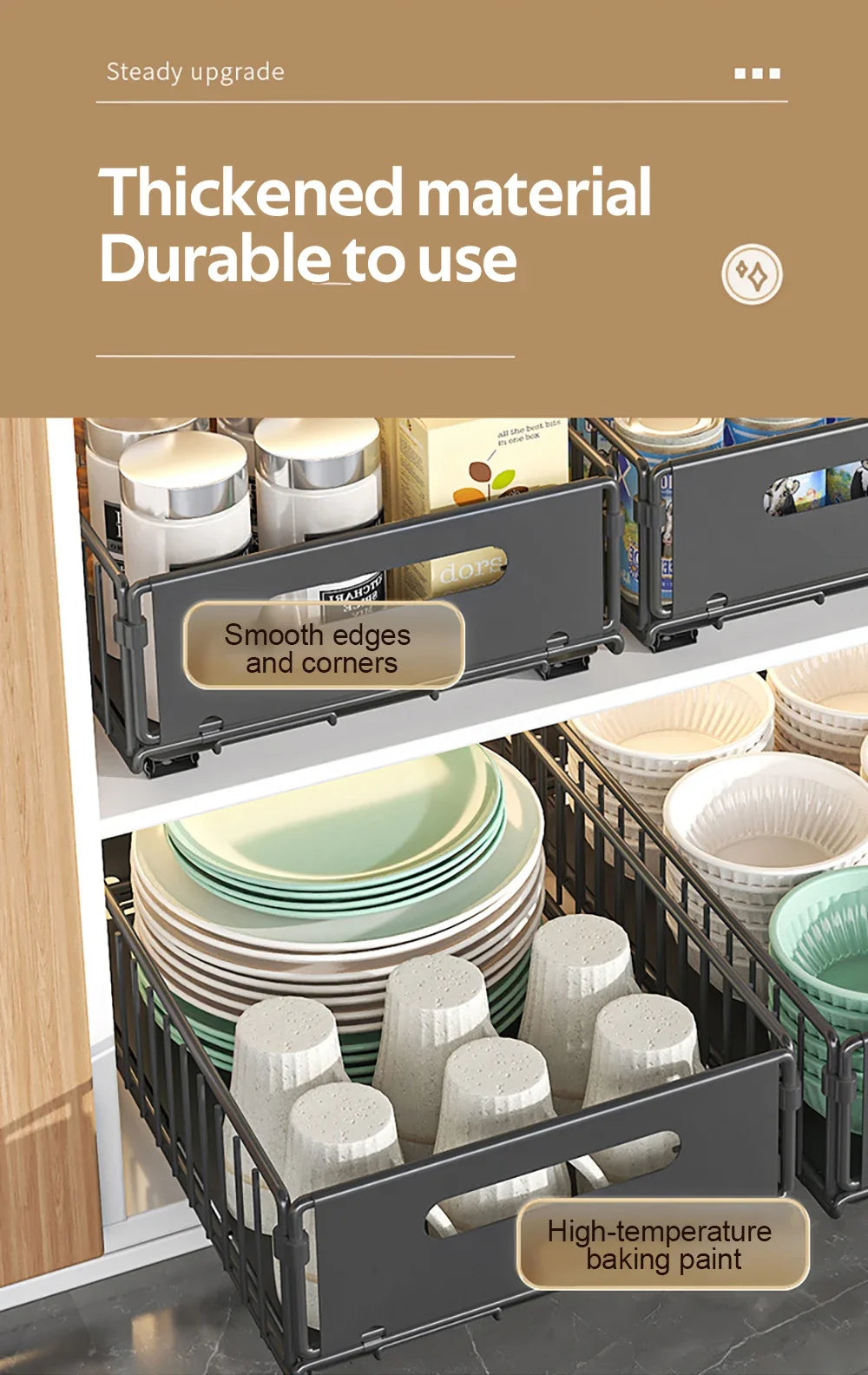 Out Pull Cabinet Organizer Slide Drawer Kitchen Rack