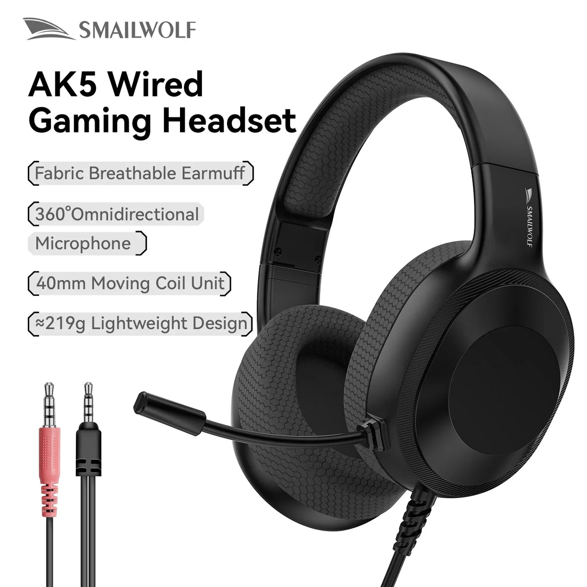 Gaming Headset Wired Light With Omnidirectional Mic
