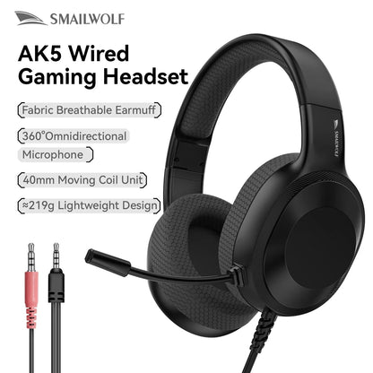 Gaming Headset Wired Light With Omnidirectional Mic