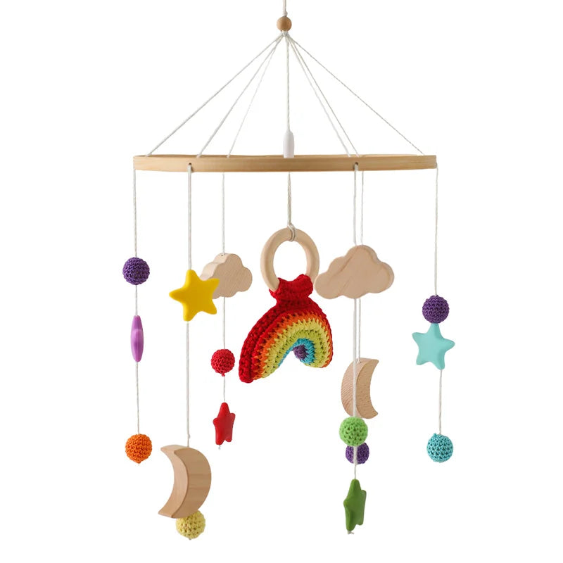 Wooden Baby Mobile Organic Wood Newborn Crib Mobile 0-12 Months Nursery Decor Newborn Gift 2025 Soothing Music