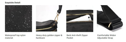 checkered nylon, box shape, travel and daily use – Multi-Use unisex crossbody bum bag