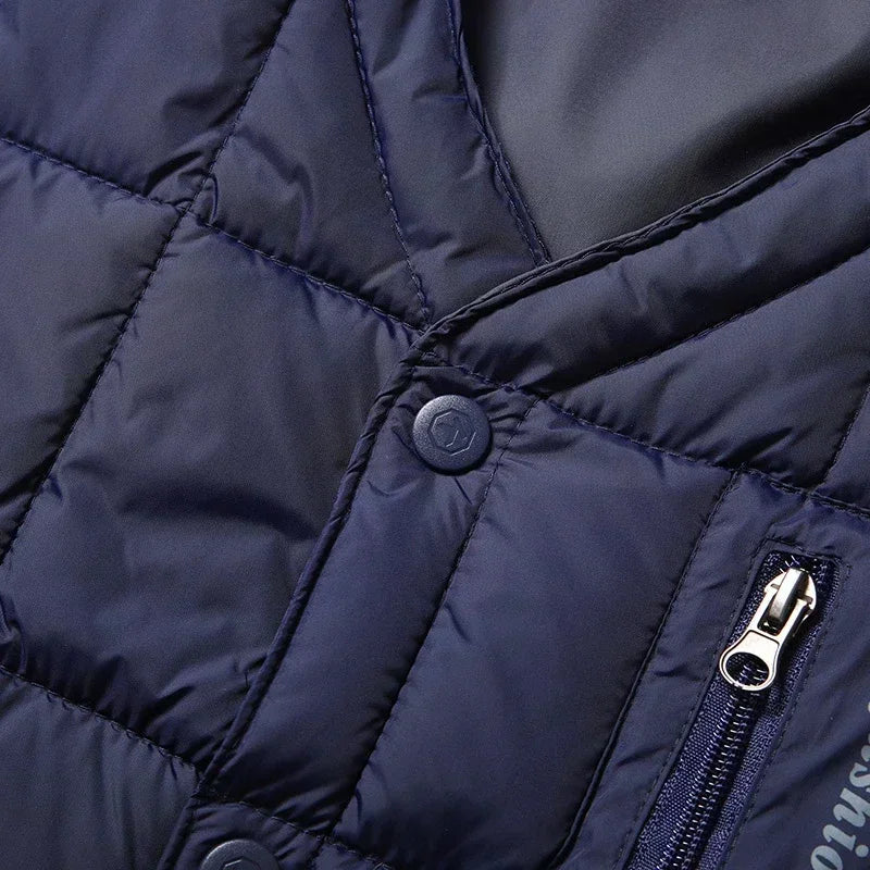 Light Men's Down Vest - V Neck, Polyester, Winter