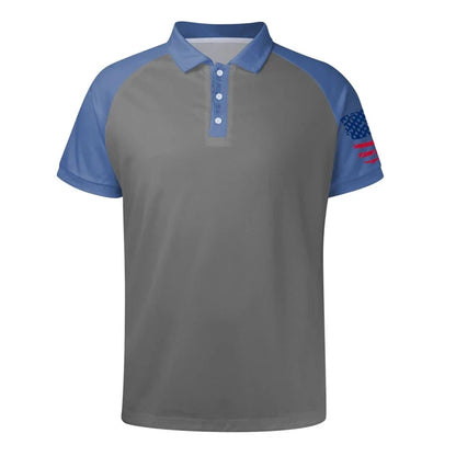 Breathable Men's Polo Shirt - Timeless Polo, Distressed USA Flag Print, Athletic Wear