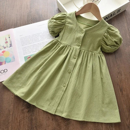 Floral Butterfly Print, Knee-Length, Sleeveless, Sash Waist, Casual Wear – Light and Flattering Girls' Dress