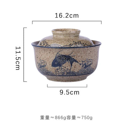 Ramen Instant Bowl With Lid Porcelain Large Capacity