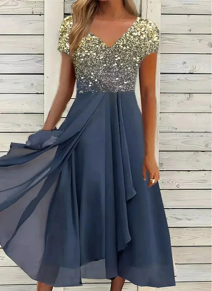 Variant image for Elegant Chiffon Party Dress for Women, Knee-Length, Lightweight, Sophisticated Design for Special Occasions-41
