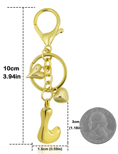 Keychain Personalized Gold Bubble Letter Bag Charm Gift