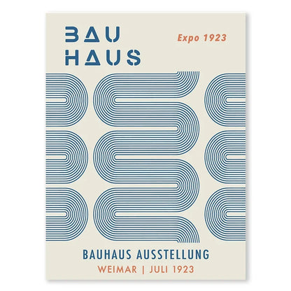 Abstract Blue Bauhaus Canvas Wall Art Contemporary Bedroom