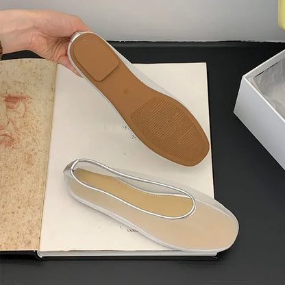 Light Women Ballet Flats - Shallow Slip On Mesh