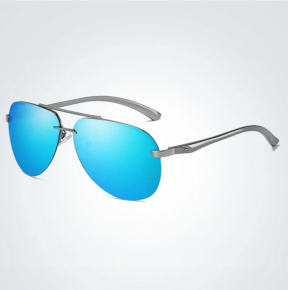 Men's Aviator Sunglasses Metal Frame Mirror Lens Driving Glasses