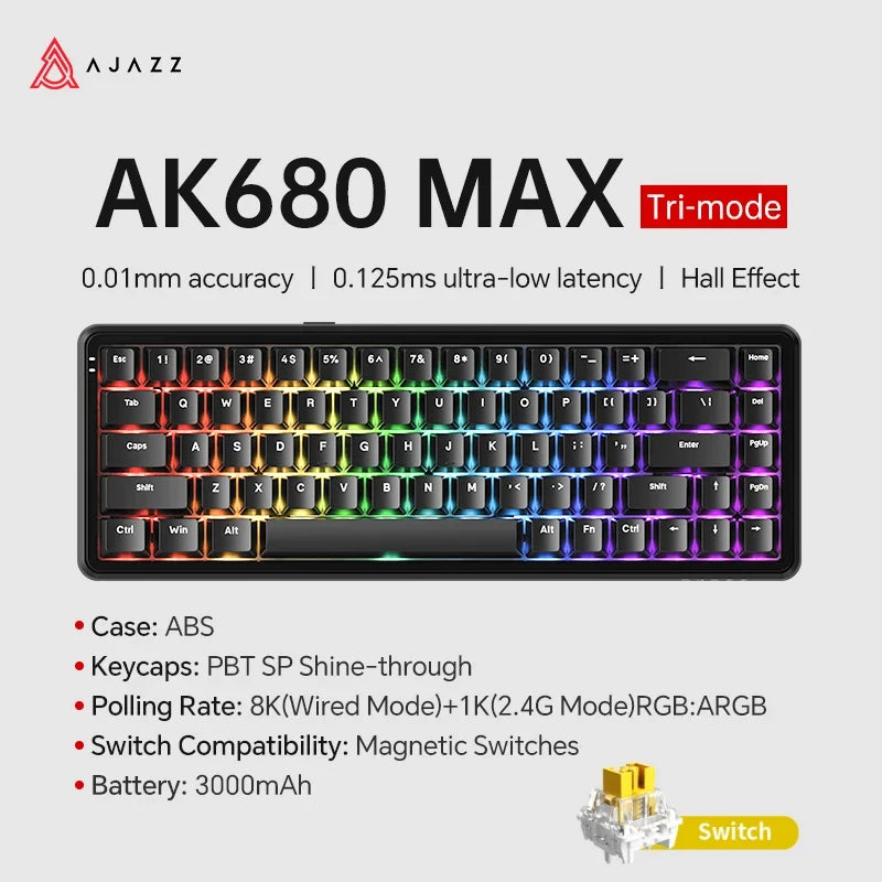 Mechanical Keyboard Sixty Mini Cordless ARGB Magnetic Hall