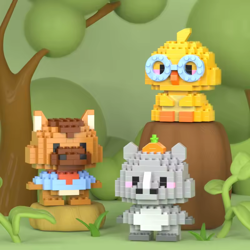 Mini Cute Animals Micro Building Blocks Lion 3D Toy Kit for Kids