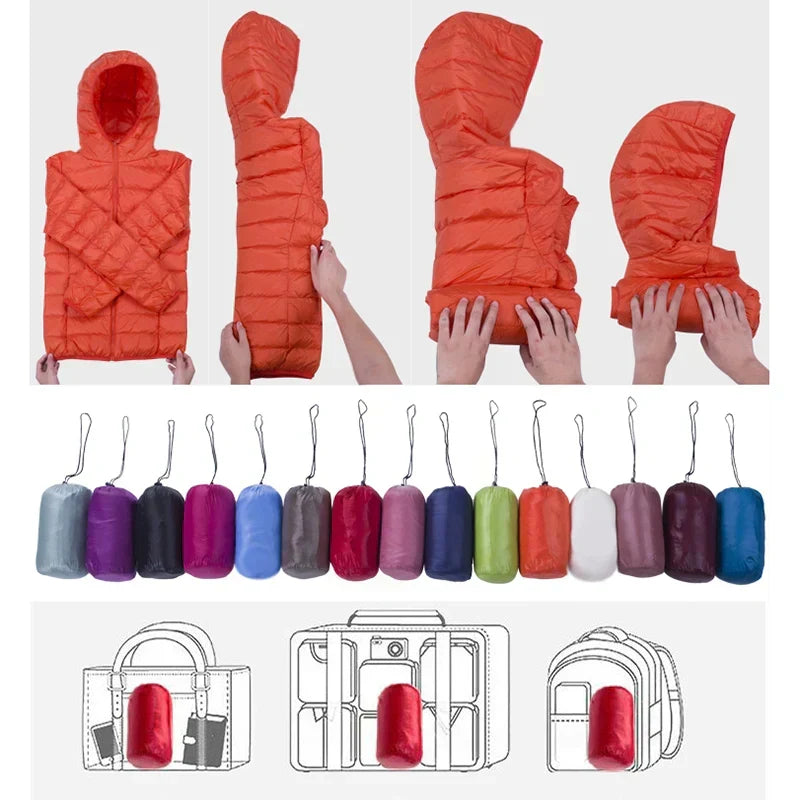 Light Women’s Down Jacket - Hooded, Packable Travel