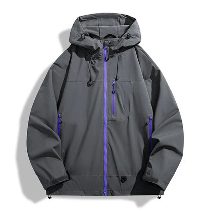 Water-Resistant Unisex Windbreaker - Hooded Single-Layer, Hiking