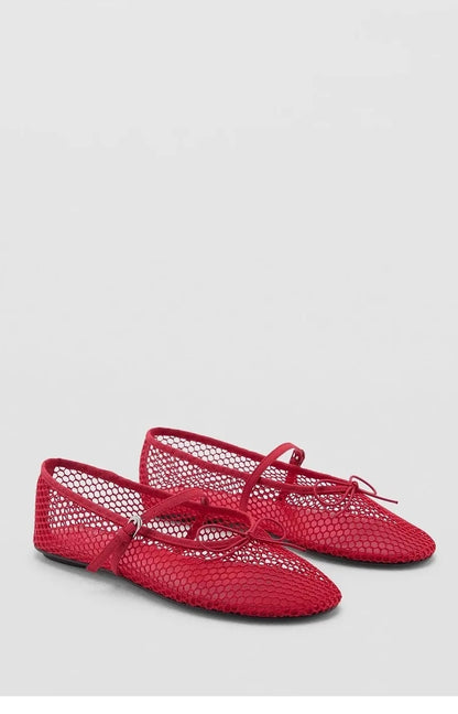 Women’s Breathable Ballet Flats - Mary Jane, Mesh, Summer