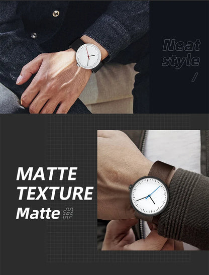 leather strap, round dial, minimalist everyday timepiece – Timeless unisex quartz wristwatch