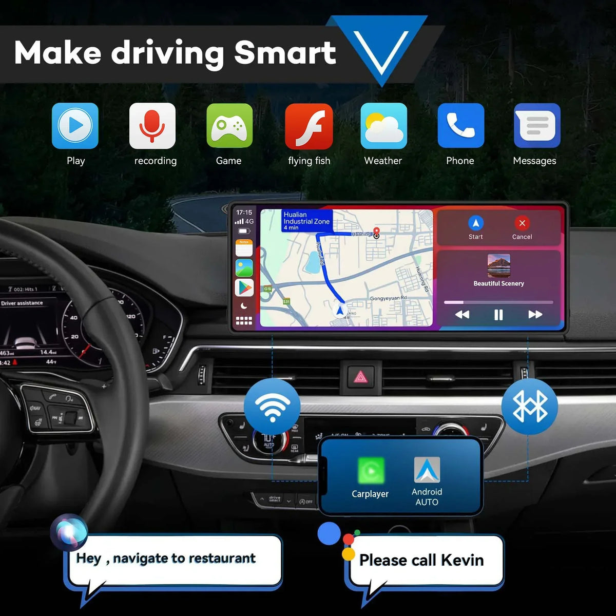 Car Stereo 10.26-Inch Universal Cordless CarPlay Android Auto Multimedia Player Fall 2025 Gift