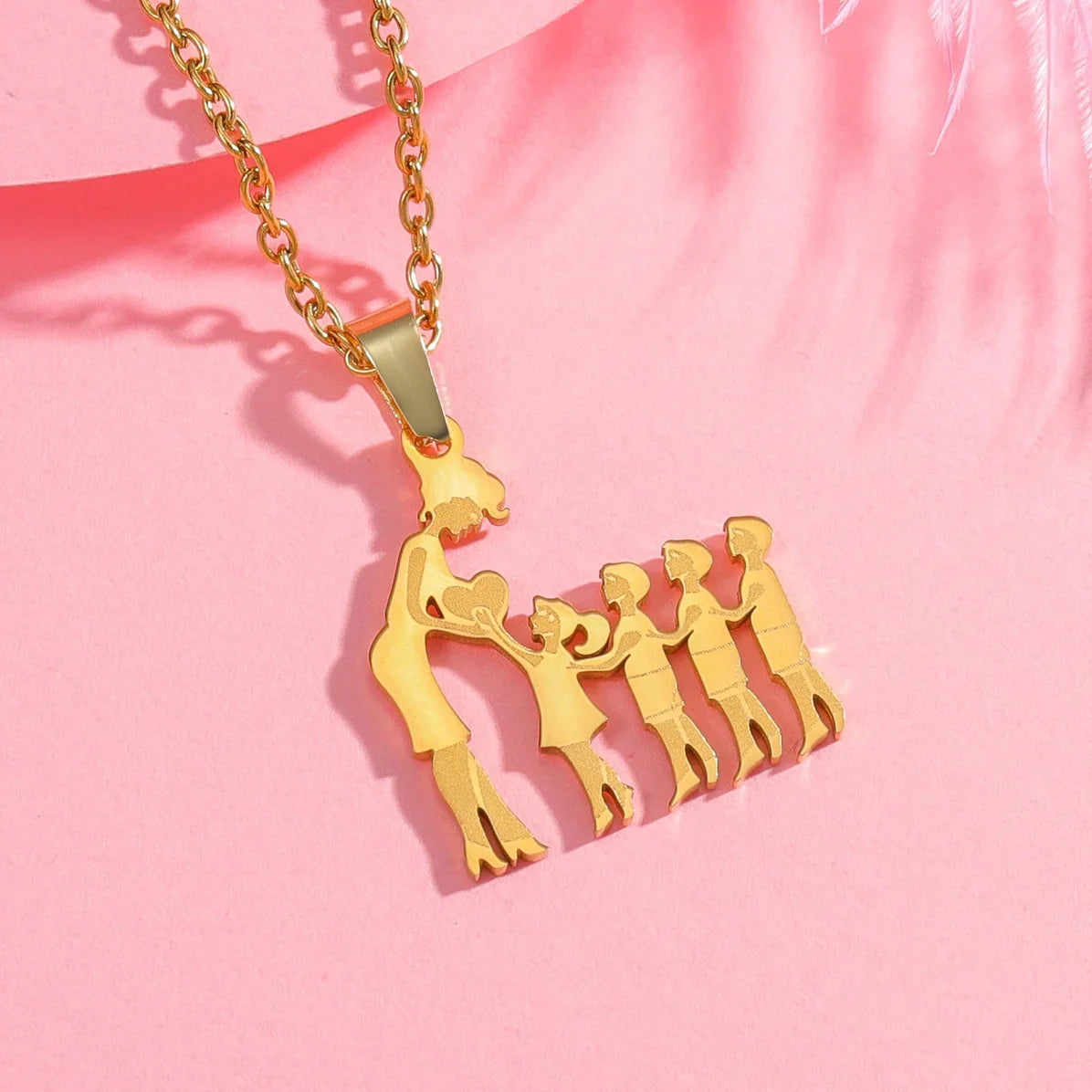 Mother's Day Gift Children Family Stainless Steel Jewelry – Silver Stainless Steel Mother & Kids Pendant Necklace