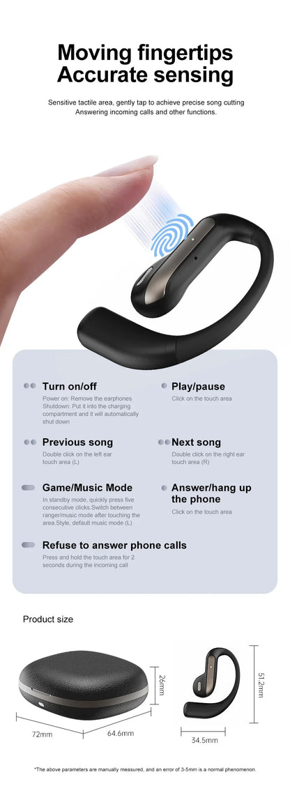 Translation AI Earbuds With Noise Canceling Ear Hook Sports