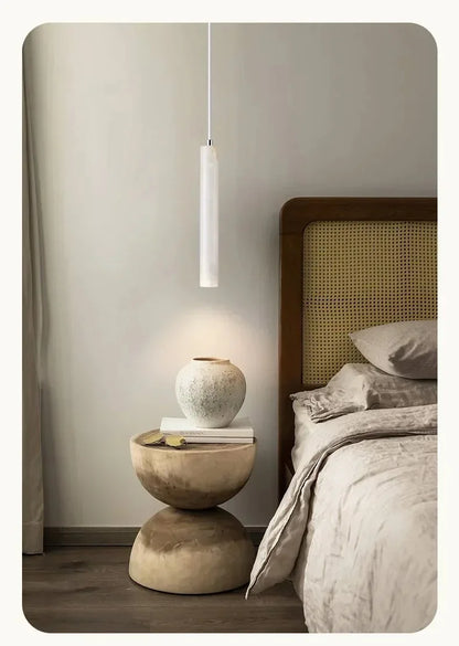 LED Japandi Pendant Lamp Wood Tube Japan Style Bedroom Light