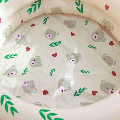 Compact Inflatable Kiddie Pool, Sturdy PVC Compact Plastic Pool with Bright Bear Design for Safe Outdoor Fun