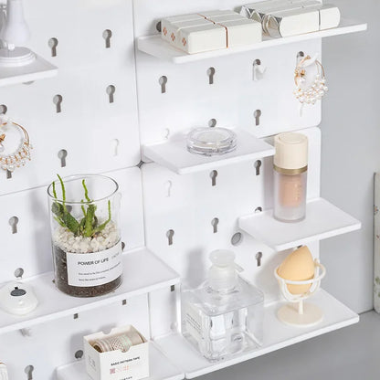 Punch-Free Wall Shelf Organizer with Household Organizers, No Drilling, Kitchen & Bedroom Pegboard Holder