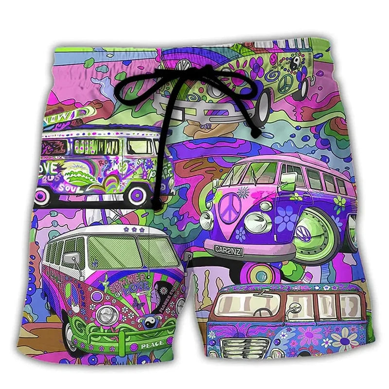Trendy Swim Shorts for Men with Graffiti Print, Lightweight Quick-Drying Fabric, Adjustable Fit, Perfect for Summer Activities-4