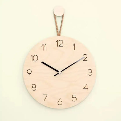 Wooden Wall Clock 12 Inch Hanging Rope Minimalist Round Clock Fall 2025 Rustic Household Decor Cozy Living Room Accent